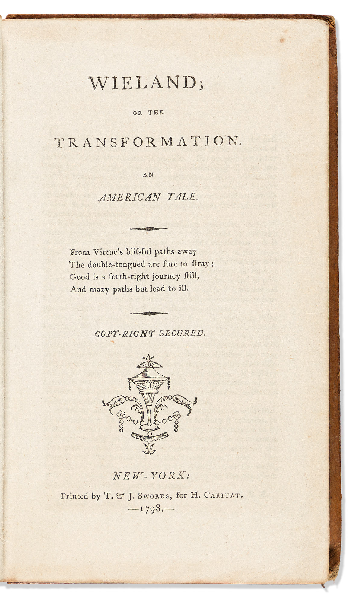 Brown, Charles Brockden (1771-1810) Wieland; or the Transformation, An American Tale.